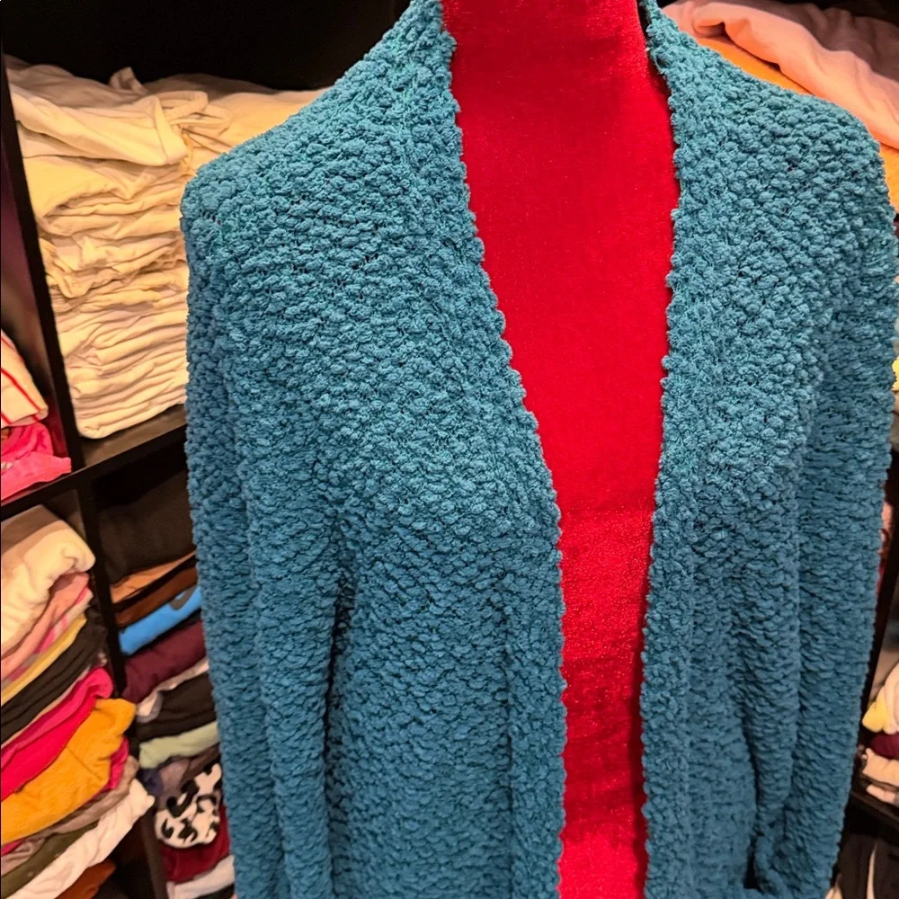 #83. Zenana Outfitters Teal popcorn Textured Sweater xl - Picture 7 of 8
